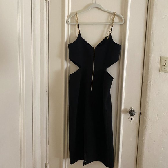 REBECCA VALLANCE Dulce Amore Cutout Chain-Strap Midi Dress Sz 12 US - Picture 4 of 4